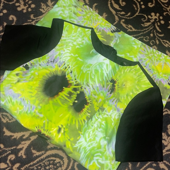 REVOLVE Tibi Athena Neon Floral Green and Black Women's Mini Dress Silk Linen 8 - Picture 7 of 7